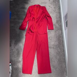 Red Blazer and Pants Set